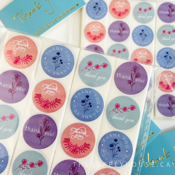 200pcs Thank a you Stickers Mixed Color Wildflower. Shipping Supplies - Picture 2 of 6